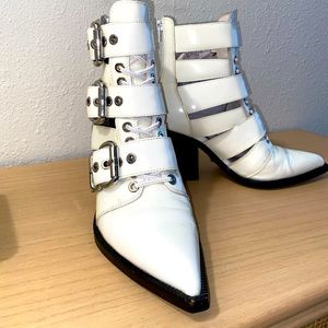 Jefferey Campbell Patent Leather Ankle Buckle Booties